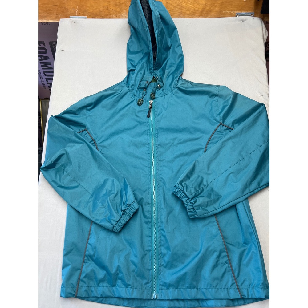 Stillwater Supply Co Mens Teal Blue Hooded Windbreaker Mesh Lined Jacket Medium